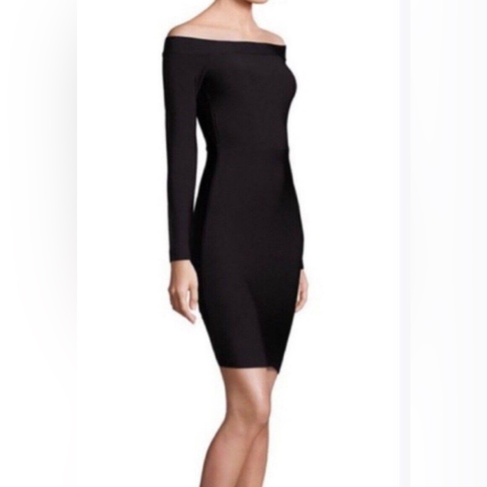 BCBG Annabeth bandage dress NWT flattering form fitting off the should dress